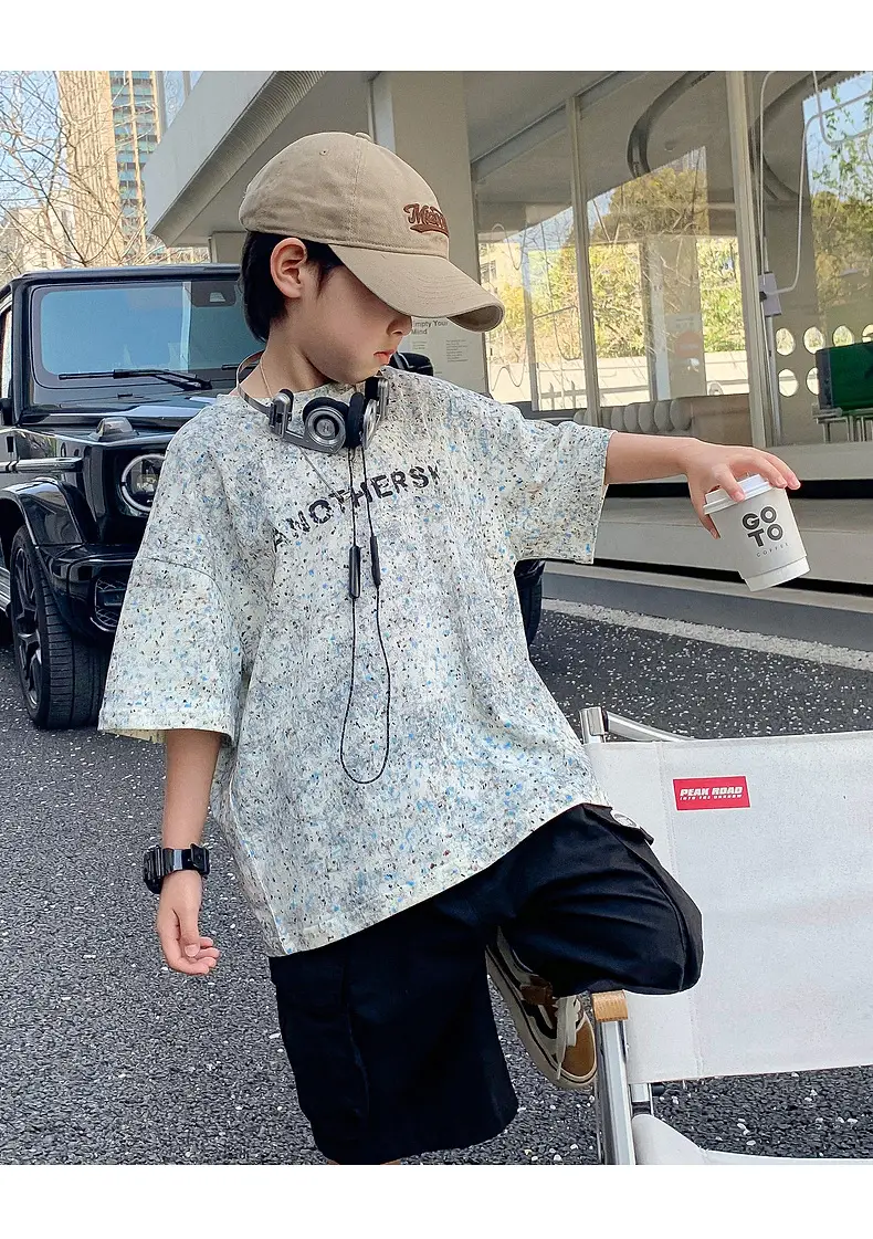 Boys Starry Sky Ink Cotton Short Sleeve T-Shirt 2024 — feature 18