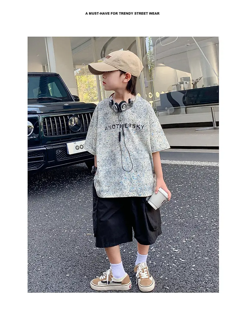 Boys Starry Sky Ink Cotton Short Sleeve T-Shirt 2024 — feature 2