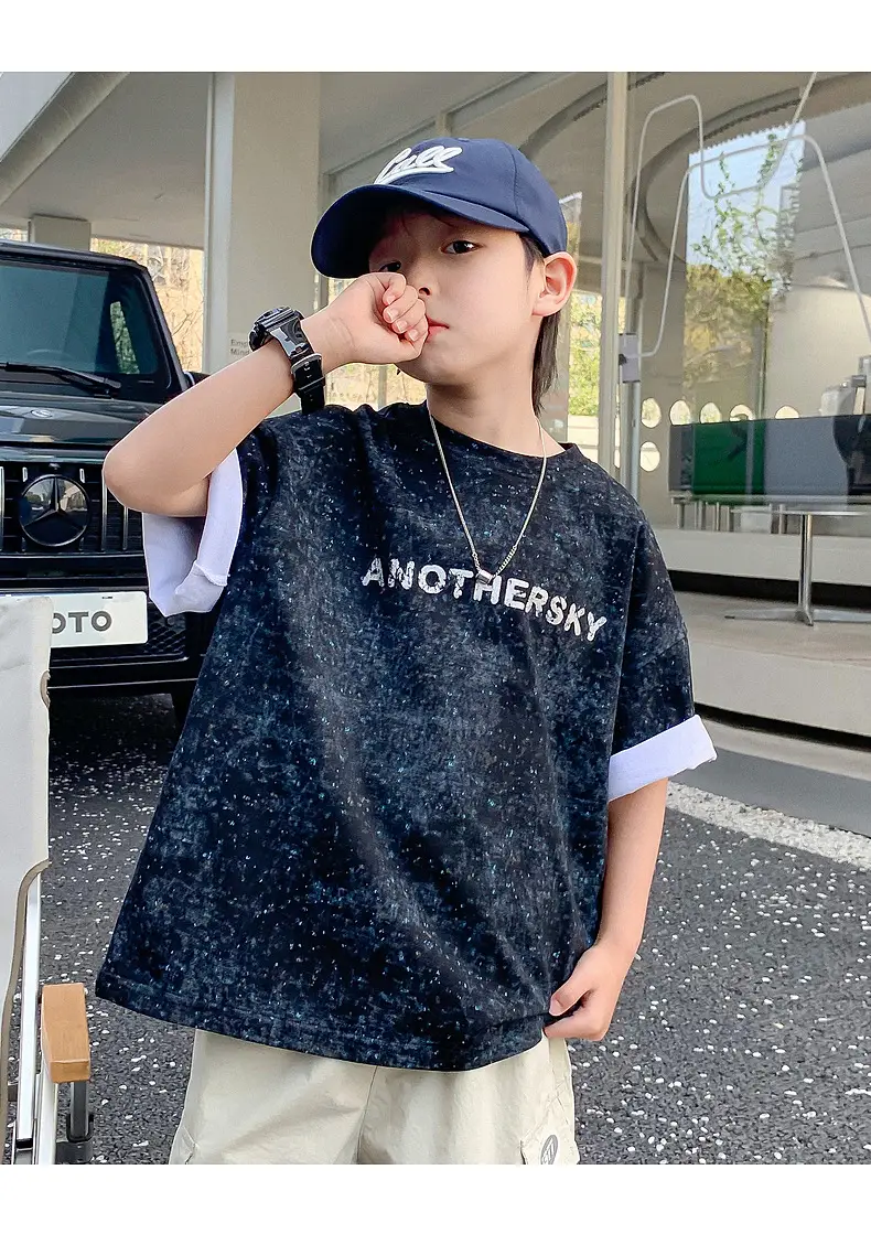 Boys Starry Sky Ink Cotton Short Sleeve T-Shirt 2024 — feature 20