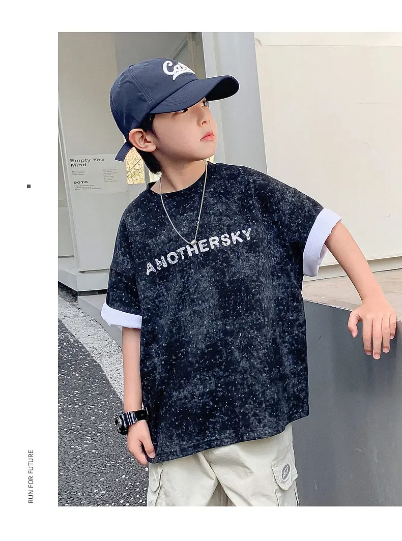 Boys Starry Sky Ink Cotton Short Sleeve T-Shirt 2024 — feature 21