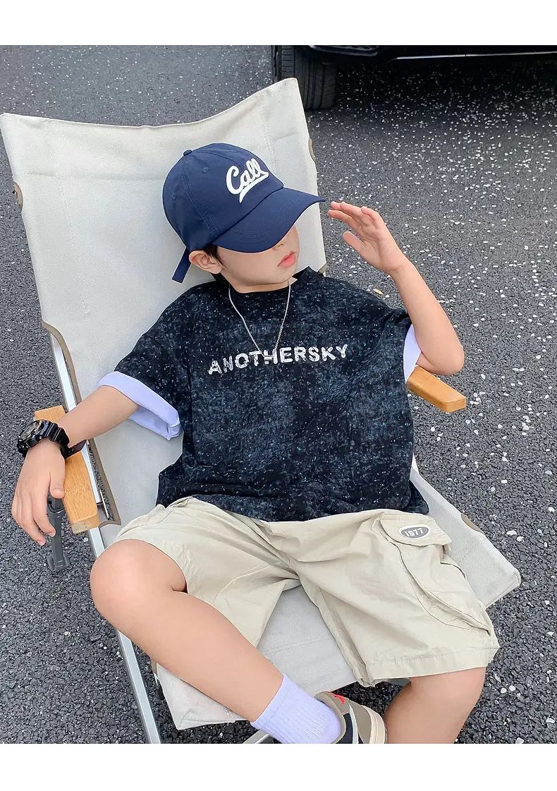 Boys Starry Sky Ink Cotton Short Sleeve T-Shirt 2024 — feature 24