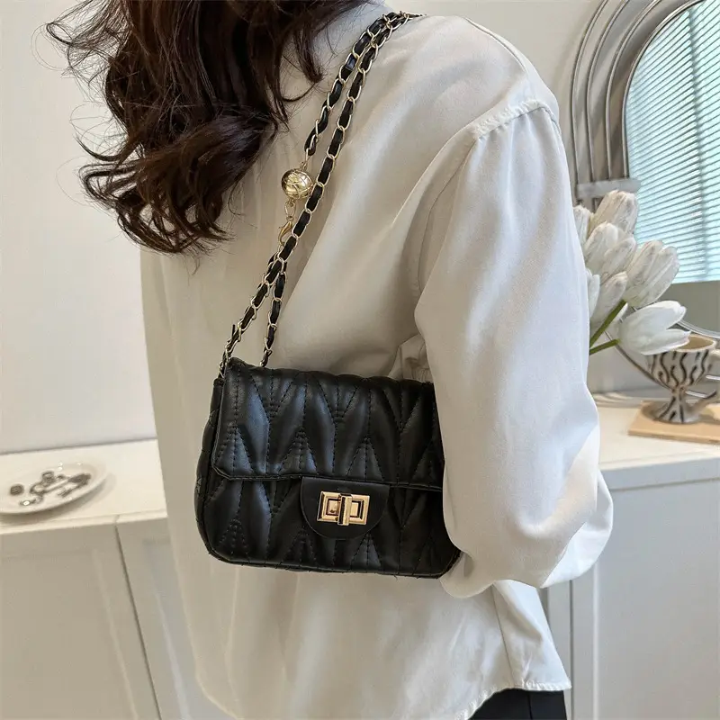 Quilted Chain Crossbody Bag for Women Yellow 2025 - Image 5