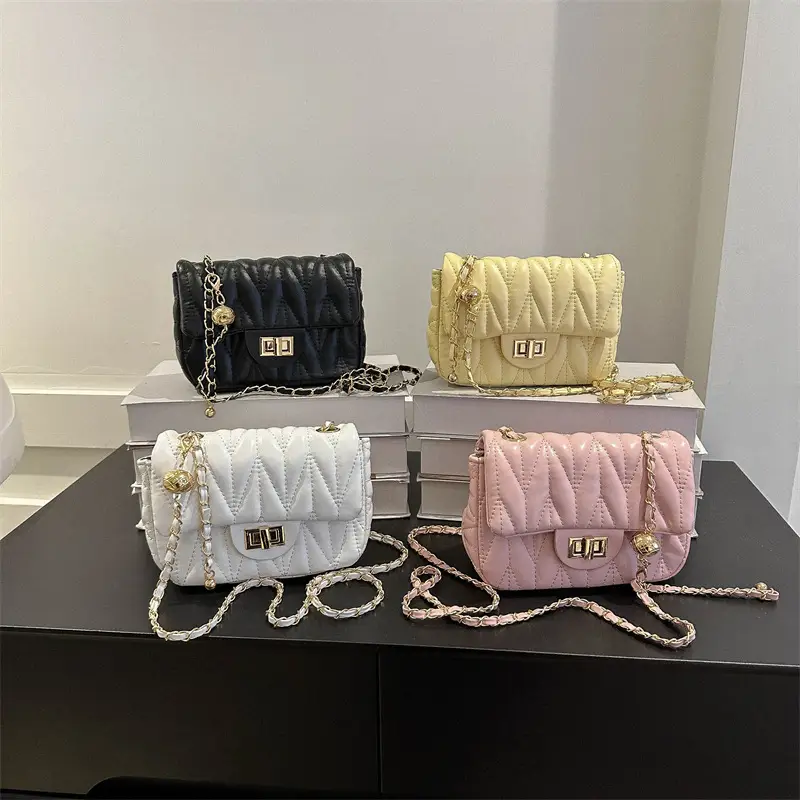 Quilted Chain Crossbody Bag for Women Yellow 2025 - Image 7