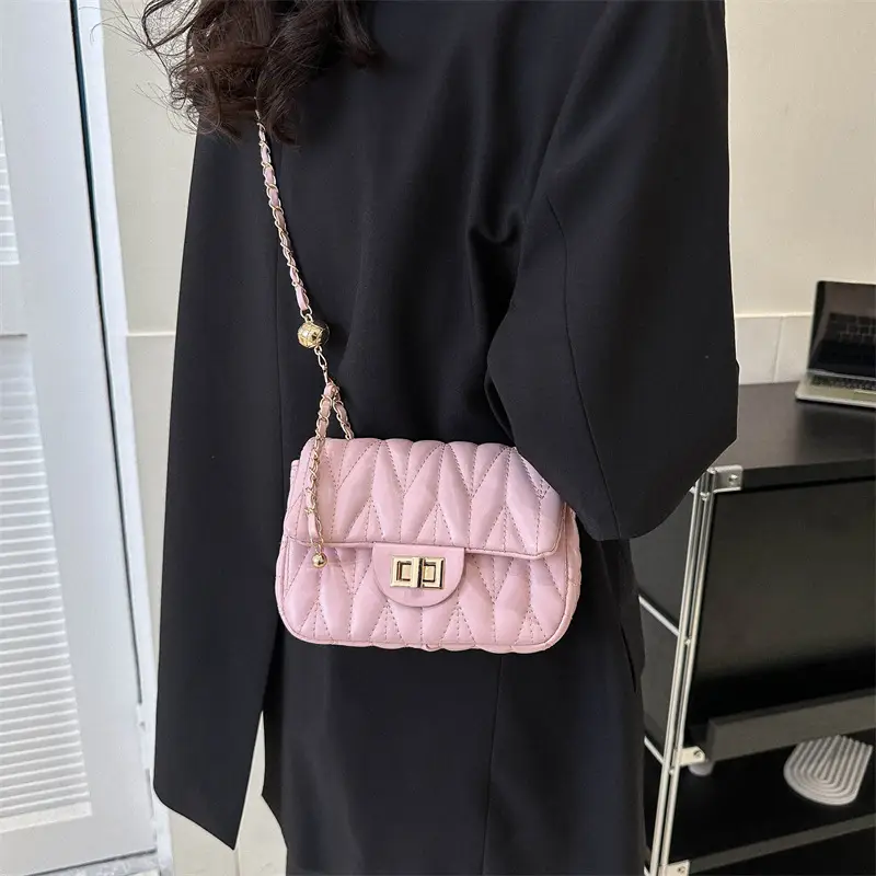 Quilted Chain Crossbody Bag for Women Yellow 2025 - Image 8