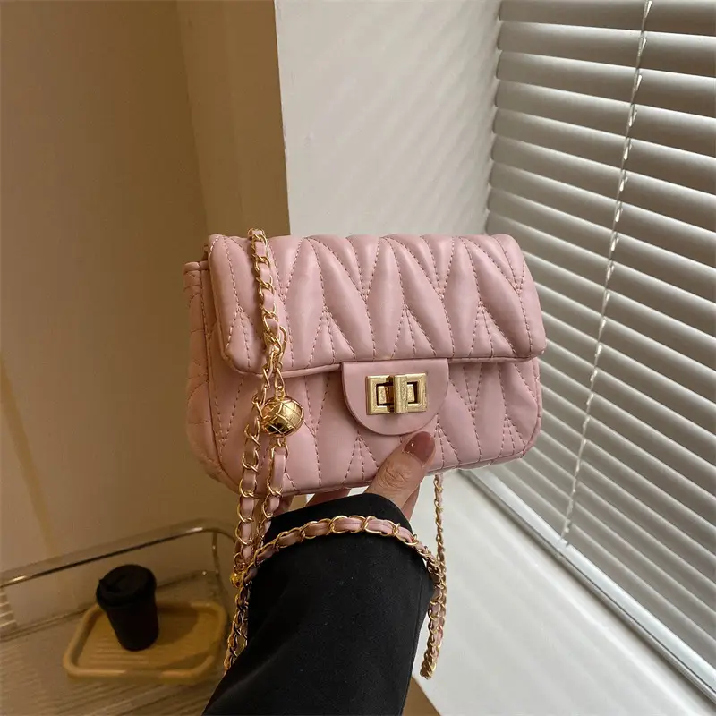 Quilted Chain Crossbody Bag for Women Yellow 2025 - Image 2