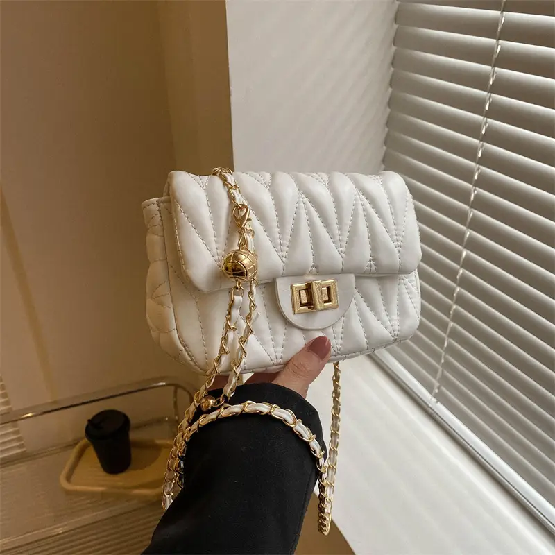 Quilted Chain Crossbody Bag for Women Yellow 2025 - Image 4