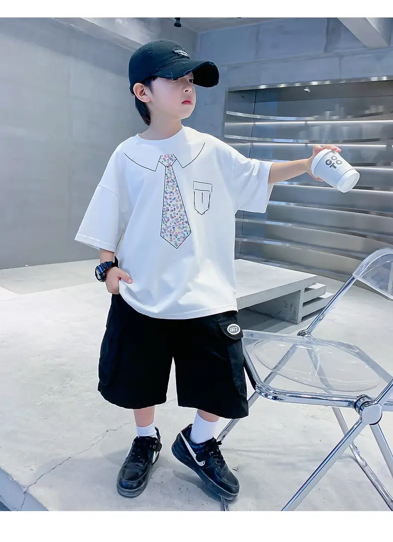 Boys Cotton T-Shirt Black with Printed Neckline & Pocket — feature 7