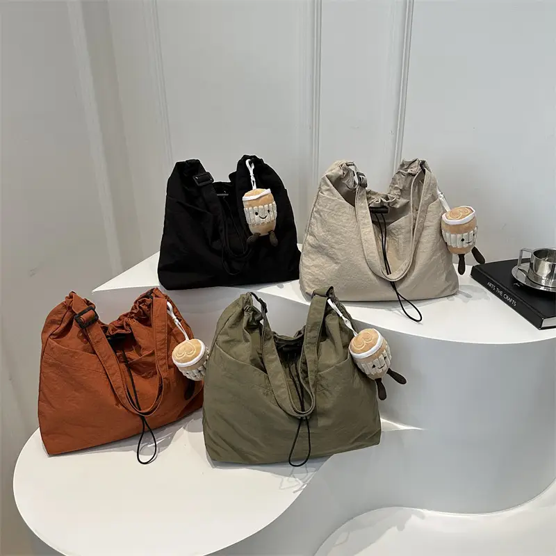 Women's Black Nylon Crossbody Tote Bag Large Capacity - Image 6