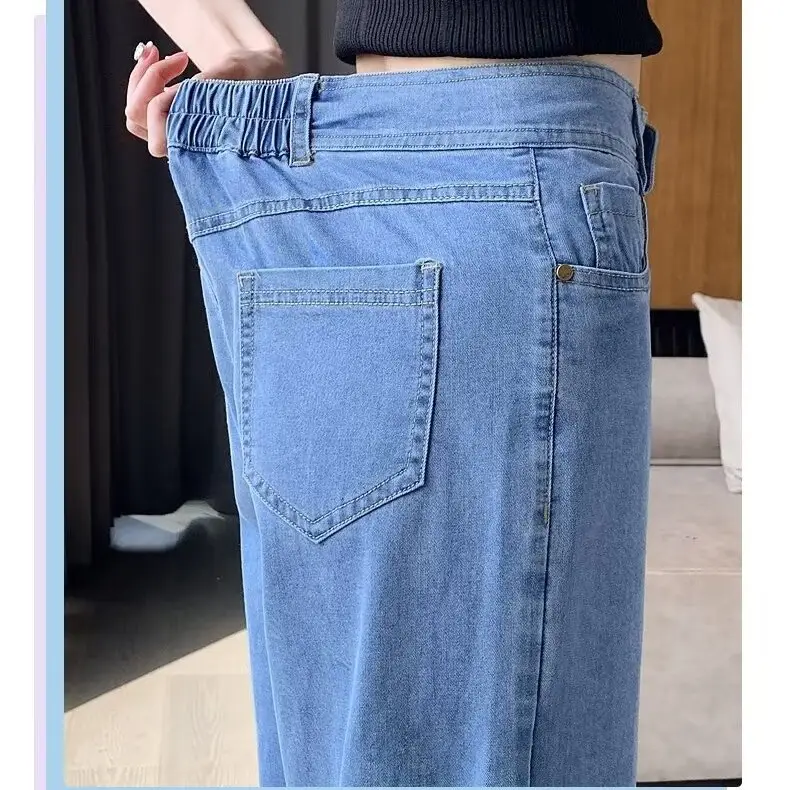 Wide Leg Jeans Women Dark Blue High Waist Spring Autumn — feature 38