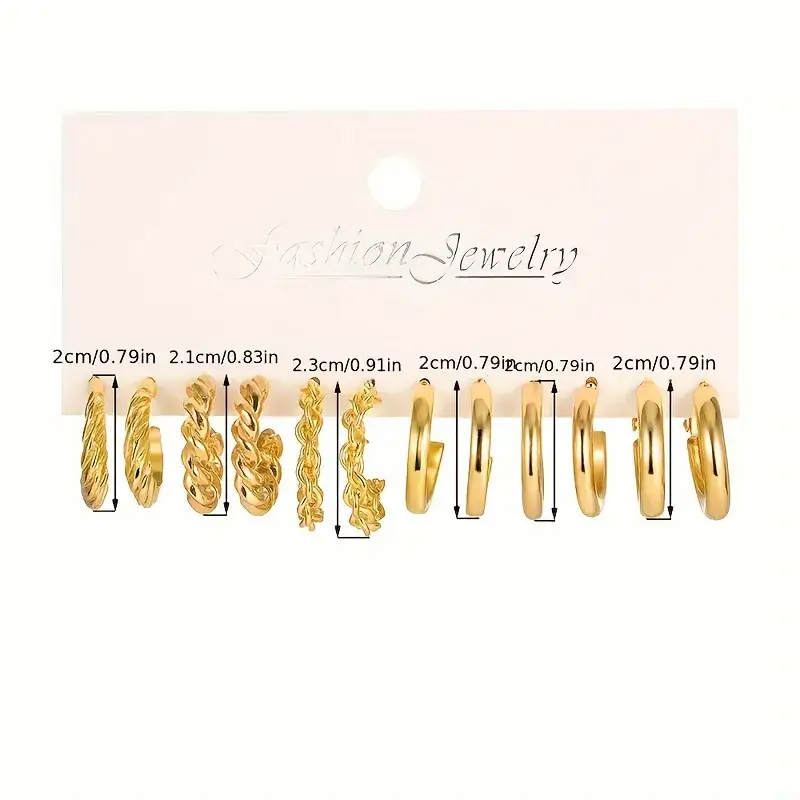 Golden Square Geometric Earrings Set for Women - Image 39
