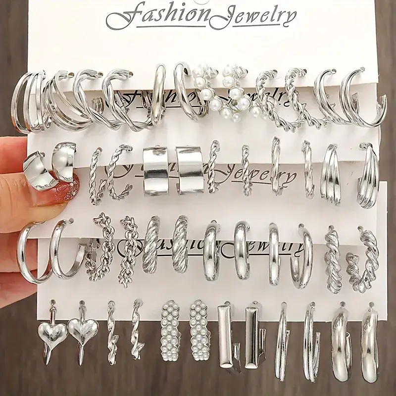 Golden Square Geometric Earrings Set for Women — feature 6