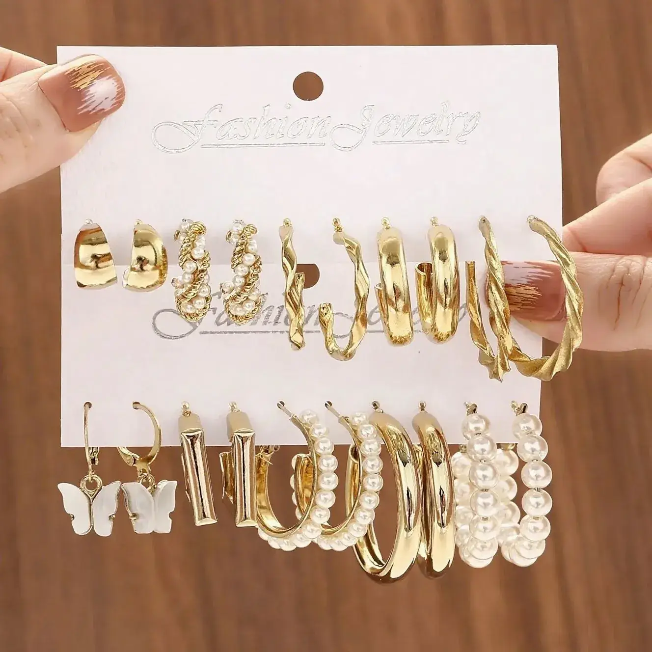 Golden Square Geometric Earrings Set for Women - Image 10