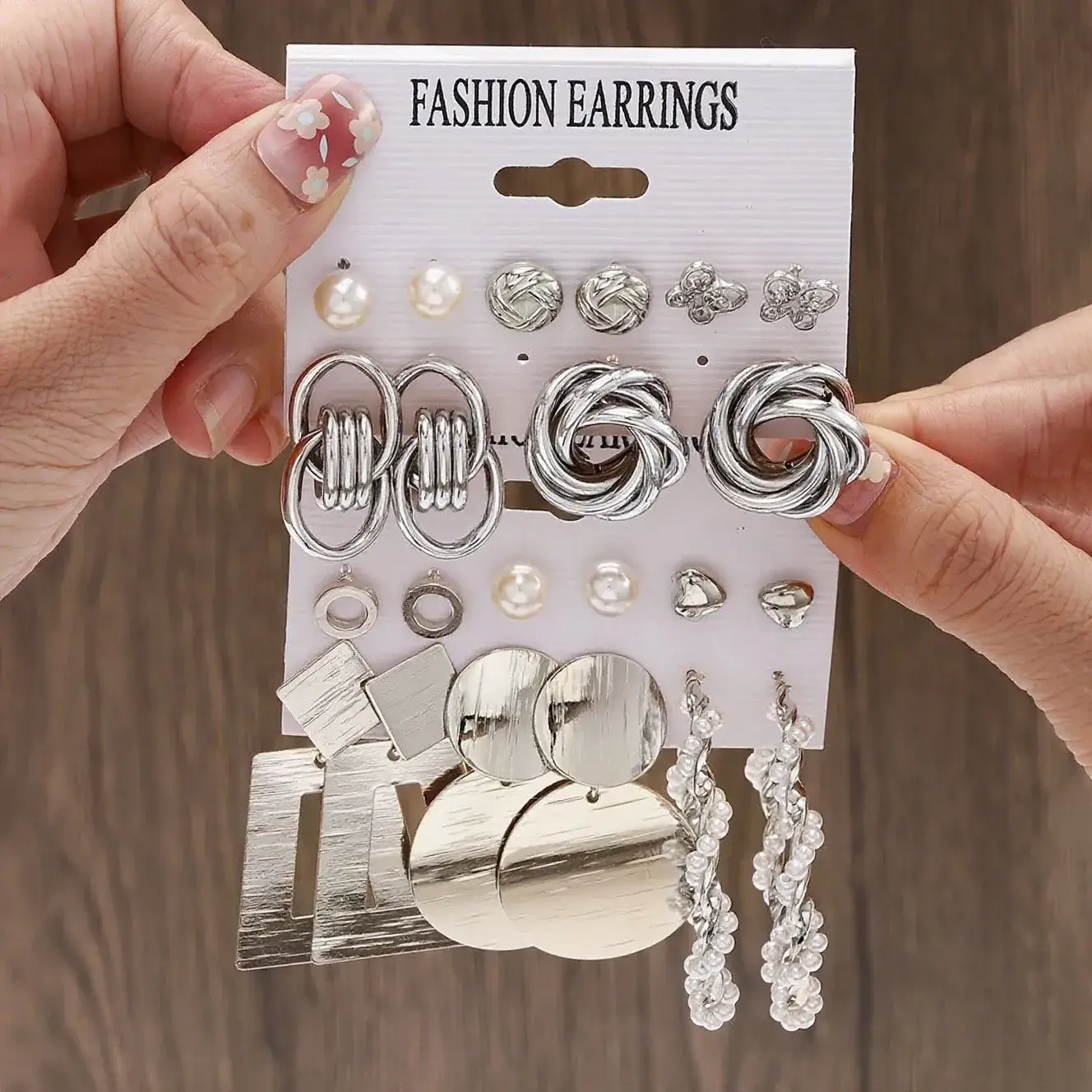 Golden Square Geometric Earrings Set for Women - Image 16