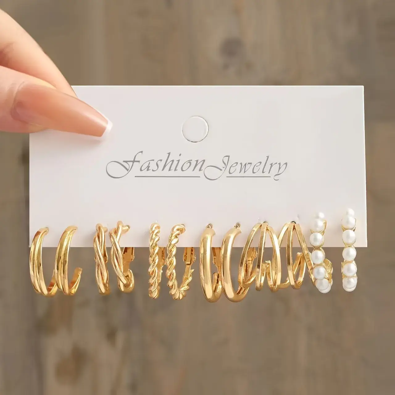 Golden Square Geometric Earrings Set for Women - Image 21
