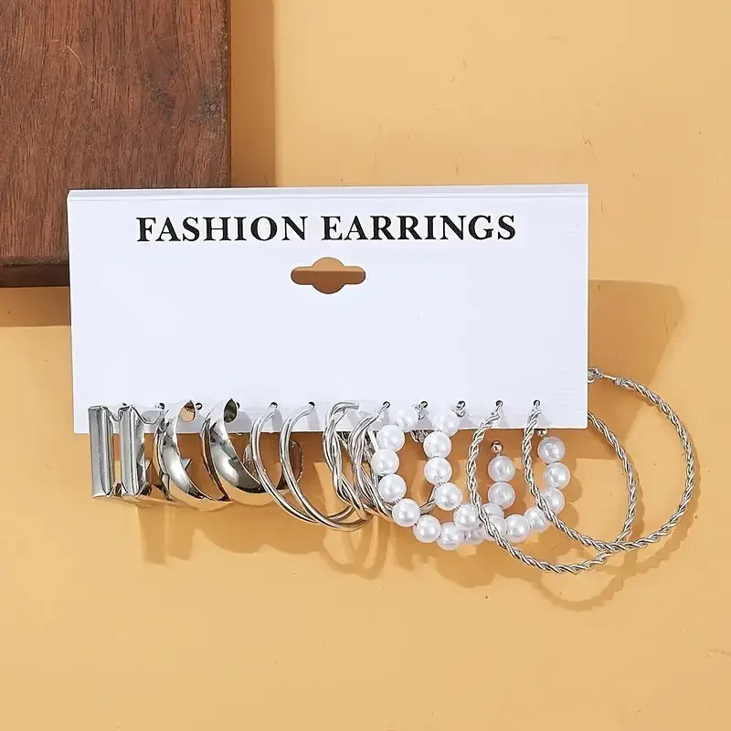 Golden Square Geometric Earrings Set for Women - Image 27