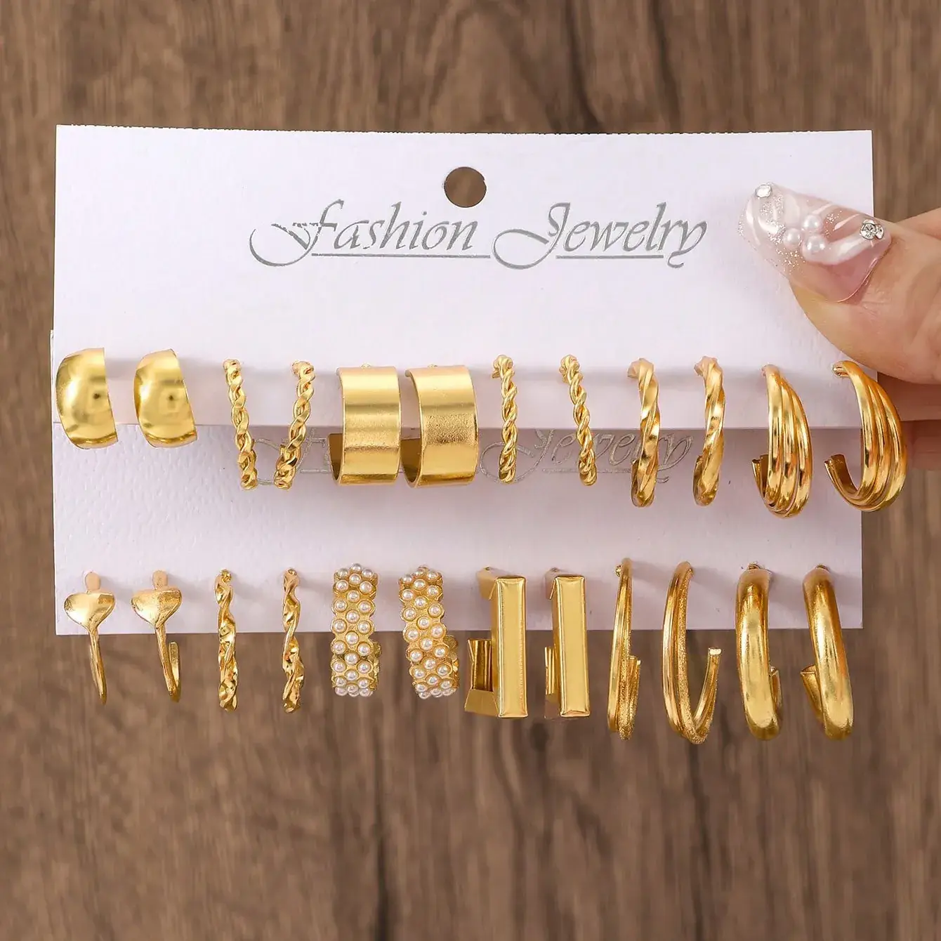 Golden Square Geometric Earrings Set for Women - Image 31