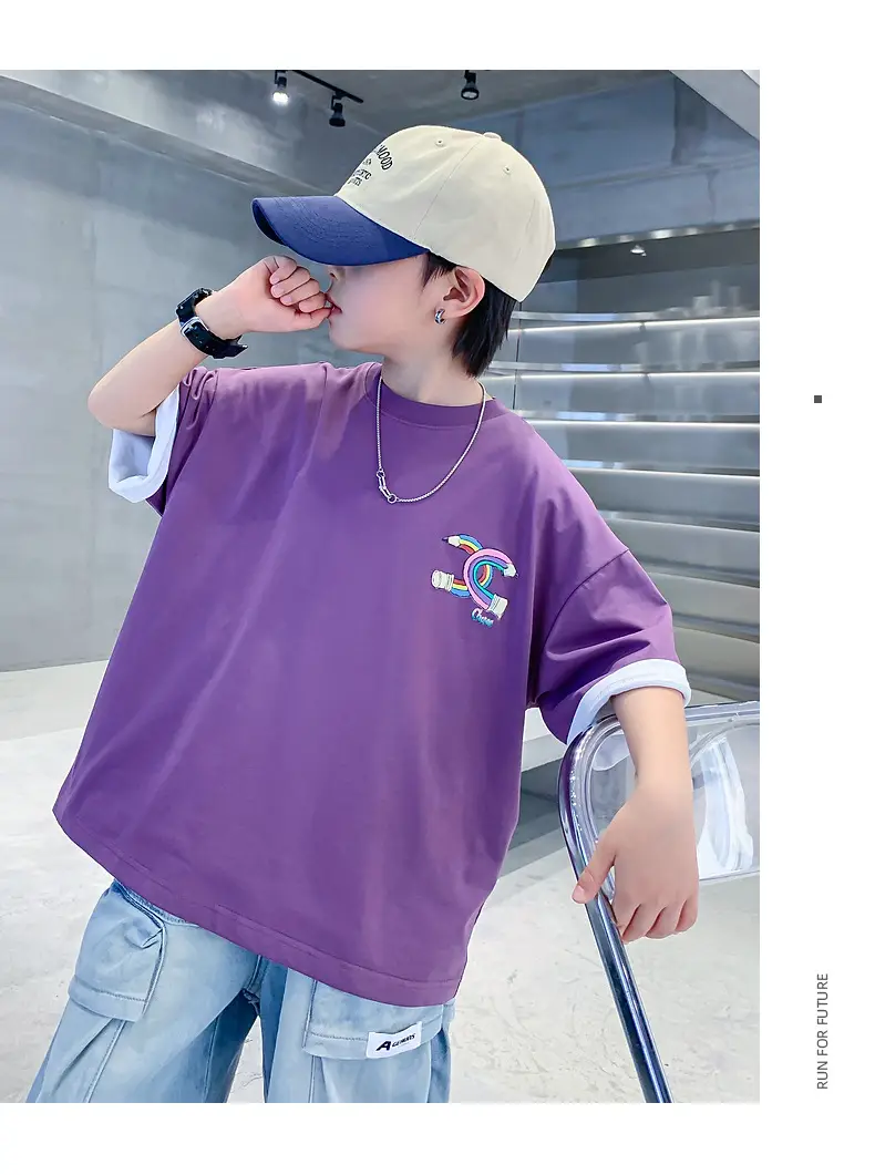 Purple Loose Fleece T-Shirt for Boys 2024 — feature 15