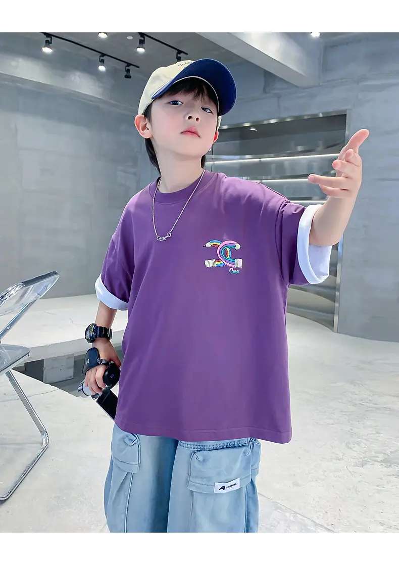 Purple Loose Fleece T-Shirt for Boys 2024 — feature 16