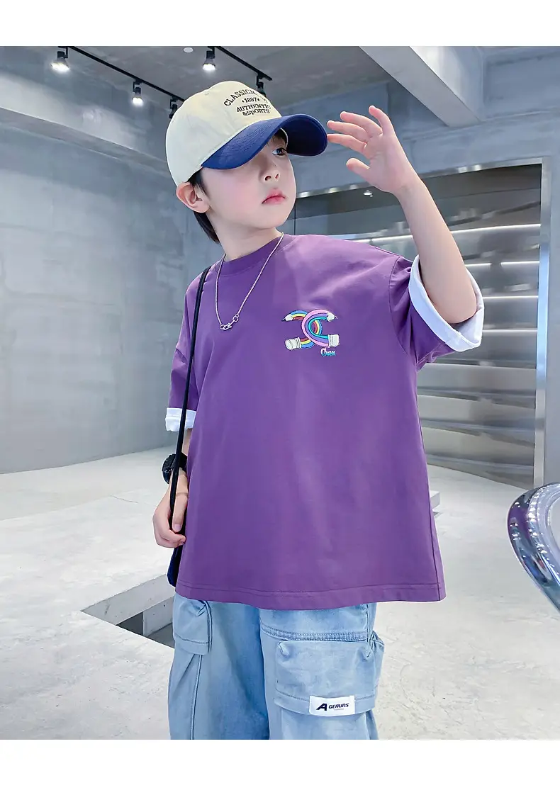 Purple Loose Fleece T-Shirt for Boys 2024 — feature 19