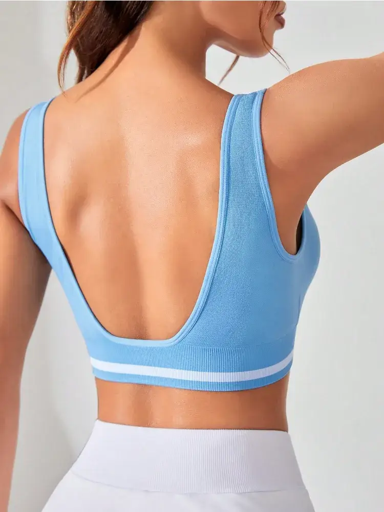 Blue Seamless Knitted Yoga Bra for Women — feature 3