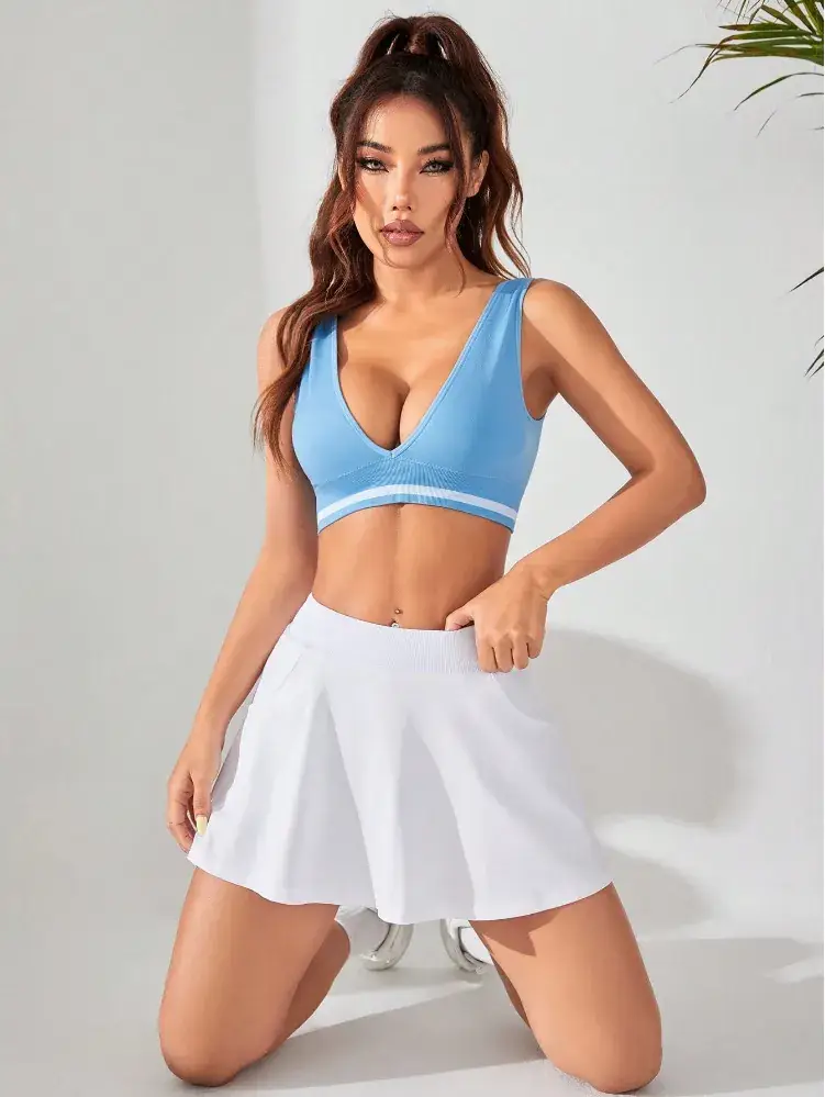 Blue Seamless Knitted Yoga Bra for Women — feature 6