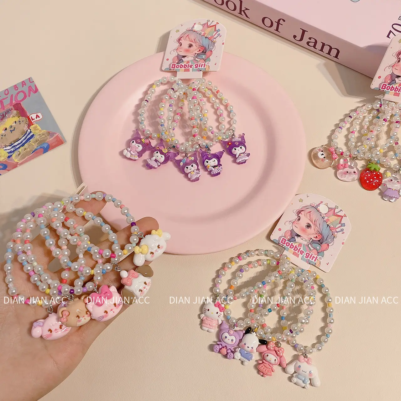 5 Piece Cute Resin Animal Flower Bracelets Sweet Pearl Color Beaded Jewelry - Image 10