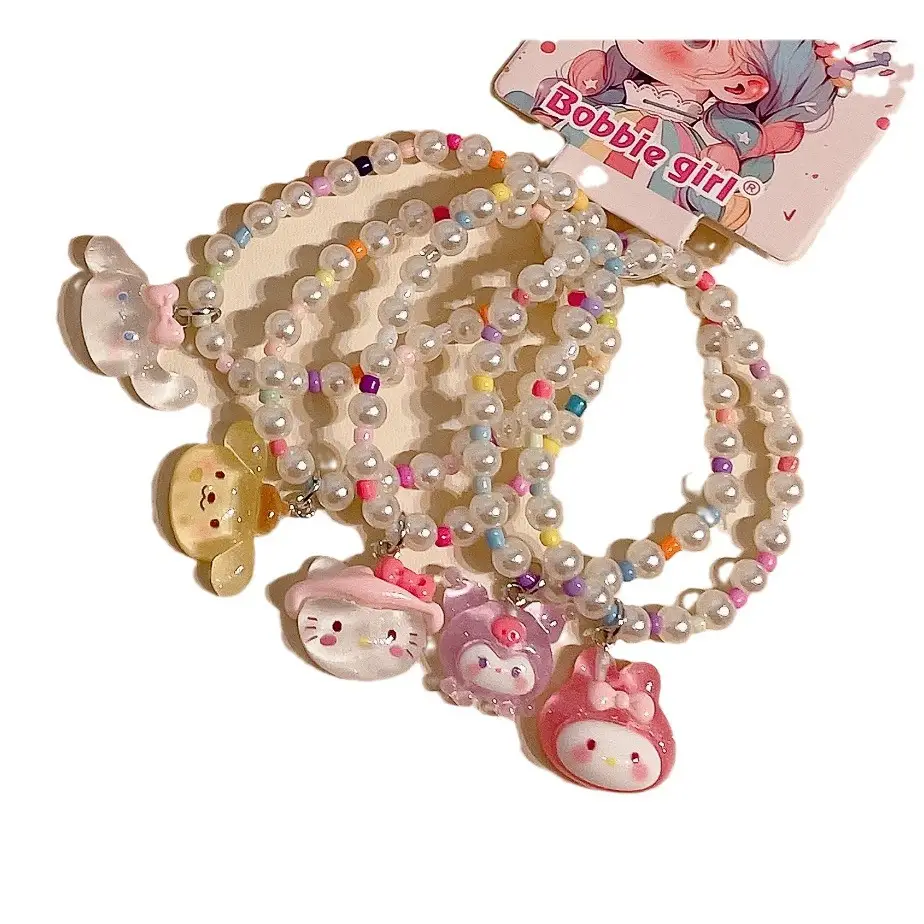 5 Piece Cute Resin Animal Flower Bracelets Sweet Pearl Color Beaded Jewelry - Image 13