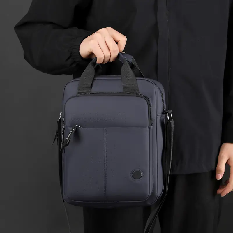 Men's Navy Blue Multi-Pocket Shoulder Bag Large Capacity - Image 7