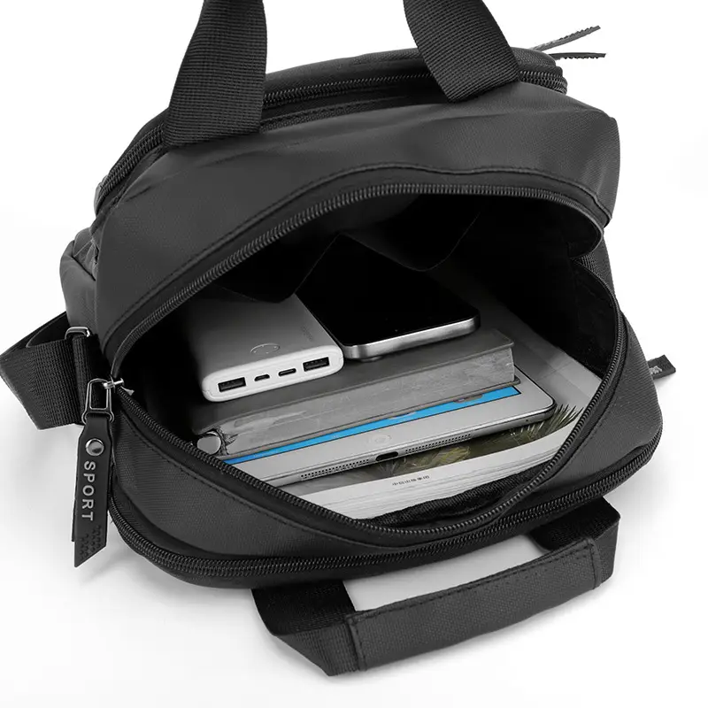Men's Navy Blue Multi-Pocket Shoulder Bag Large Capacity - Image 8