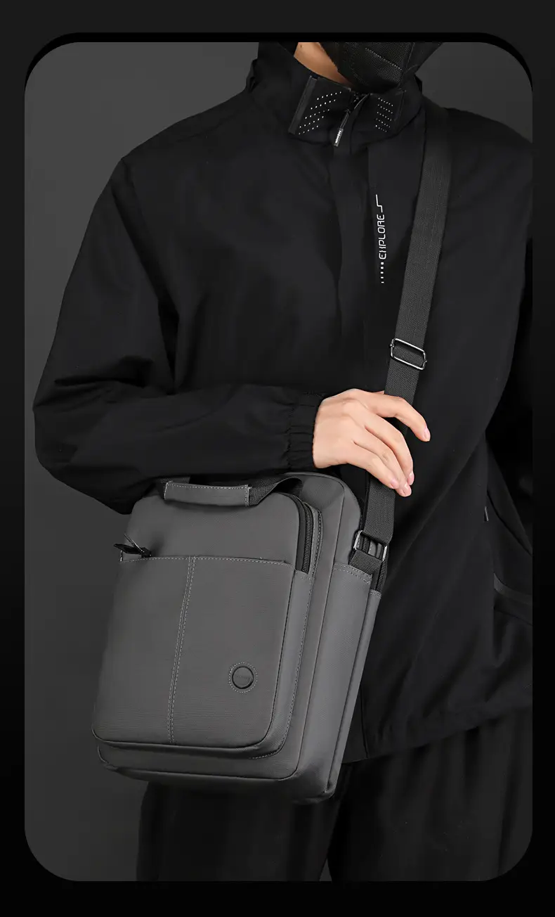 Men's Navy Blue Multi-Pocket Shoulder Bag Large Capacity — feature 19