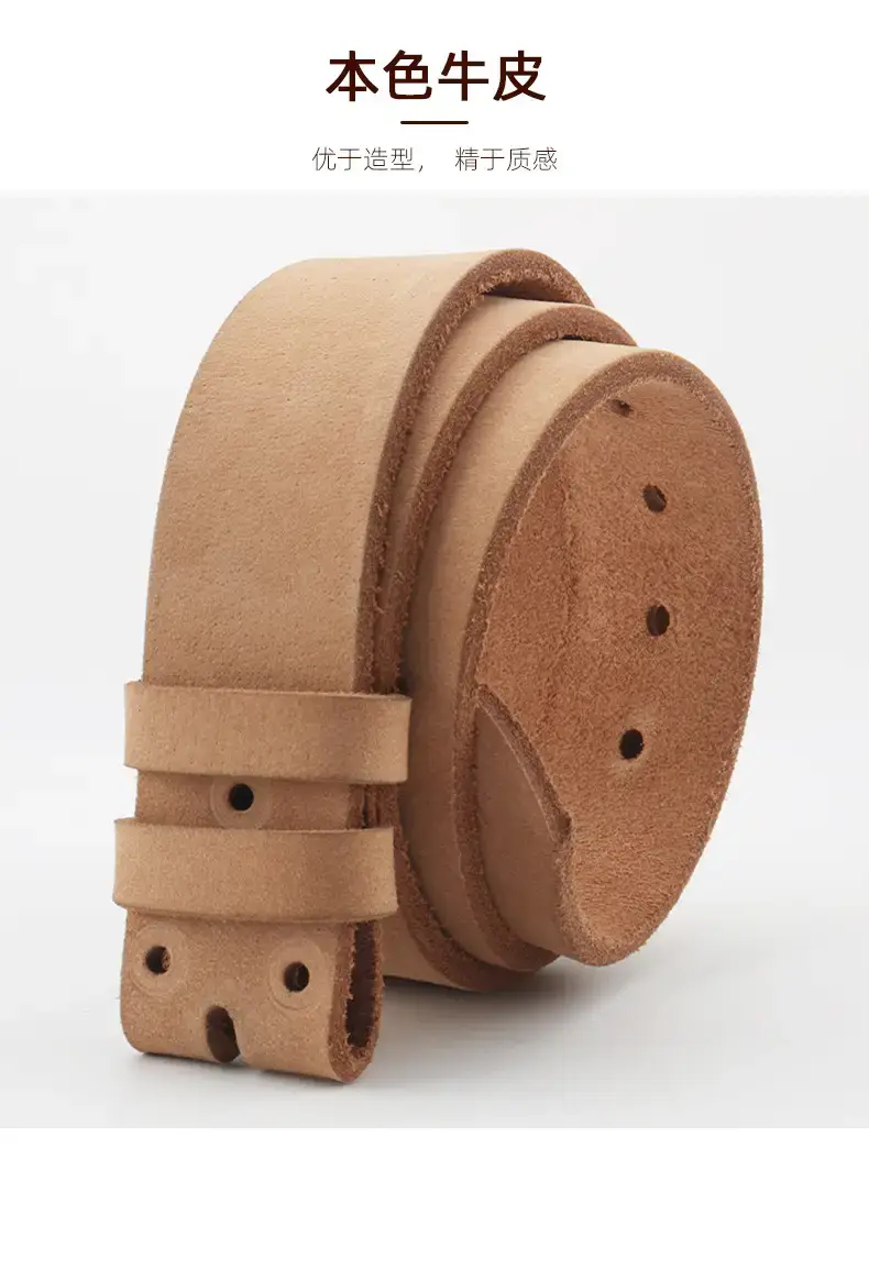 Men's Real Cowhide Belt Tan 3.7cm Width — feature 12