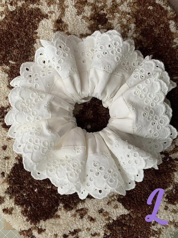 Lace Hollow Hair Ring Oversized Bowel Pure Cotton — feature 17