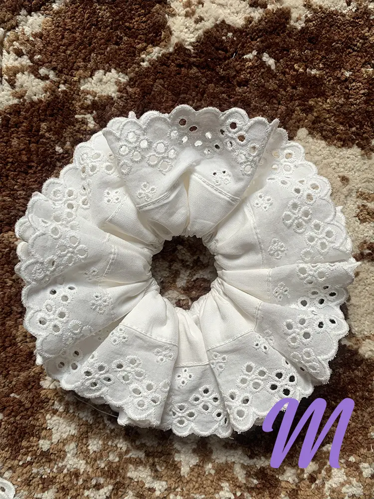 Lace Hollow Hair Ring Oversized Bowel Pure Cotton — feature 21