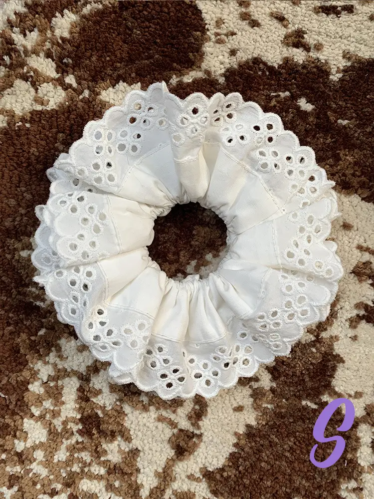 Lace Hollow Hair Ring Oversized Bowel Pure Cotton — feature 24