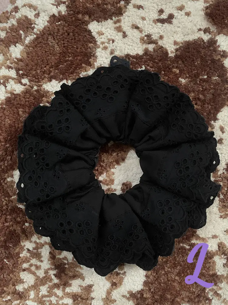 Lace Hollow Hair Ring Oversized Bowel Pure Cotton — feature 27