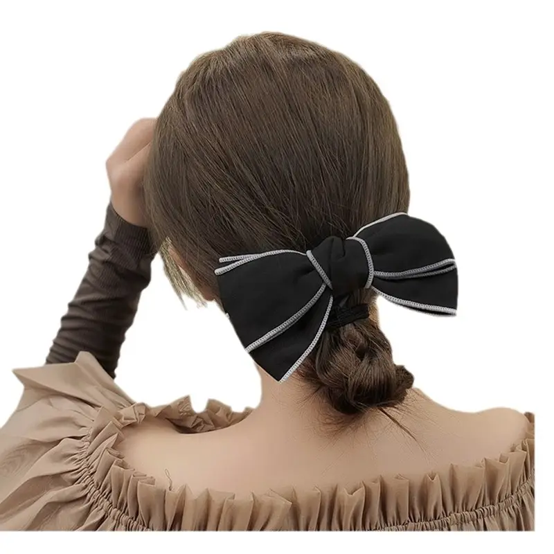 Black Bow Hairpin with Spring Clip for Women - Image 52
