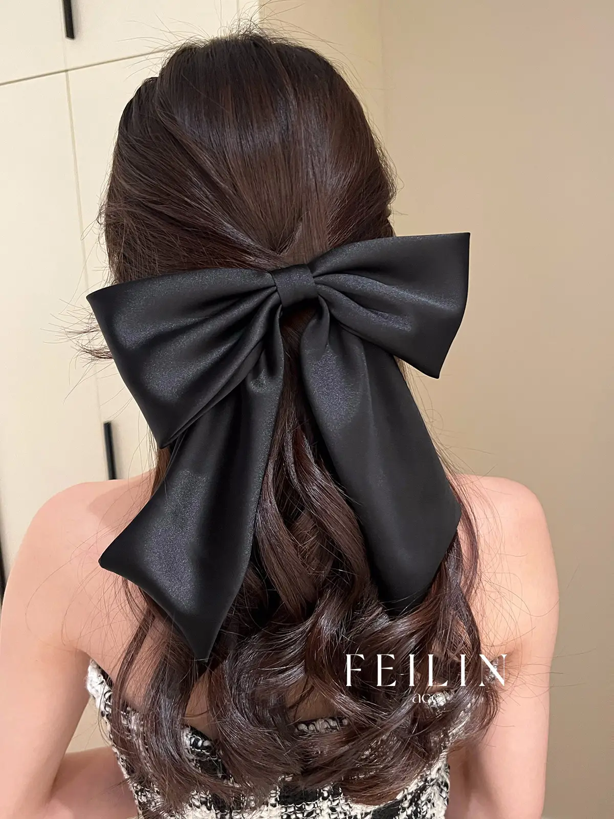 Black Bow Hairpin with Spring Clip for Women — feature 2