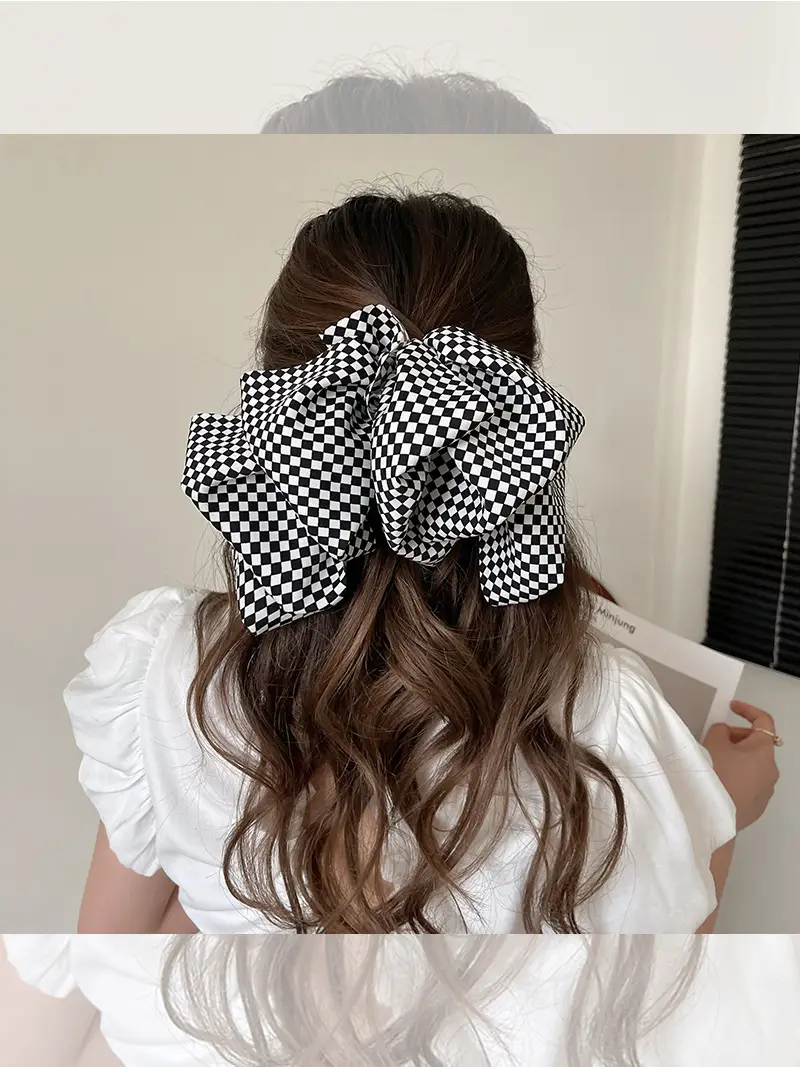 Black Bow Hairpin with Spring Clip for Women - Image 10