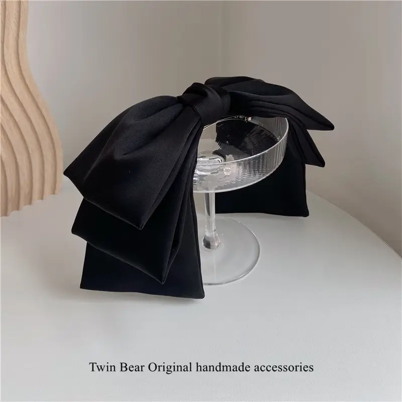 Black Bow Hairpin with Spring Clip for Women - Image 15