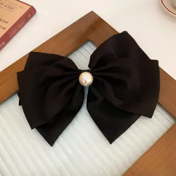 Black Bow Hairpin with Spring Clip for Women - Image 16