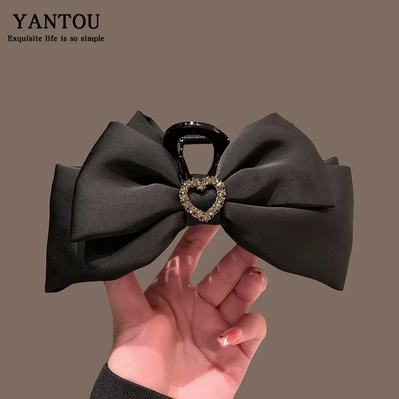 Black Bow Hairpin with Spring Clip for Women - Image 18