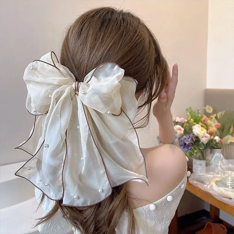 Black Bow Hairpin with Spring Clip for Women - Image 21