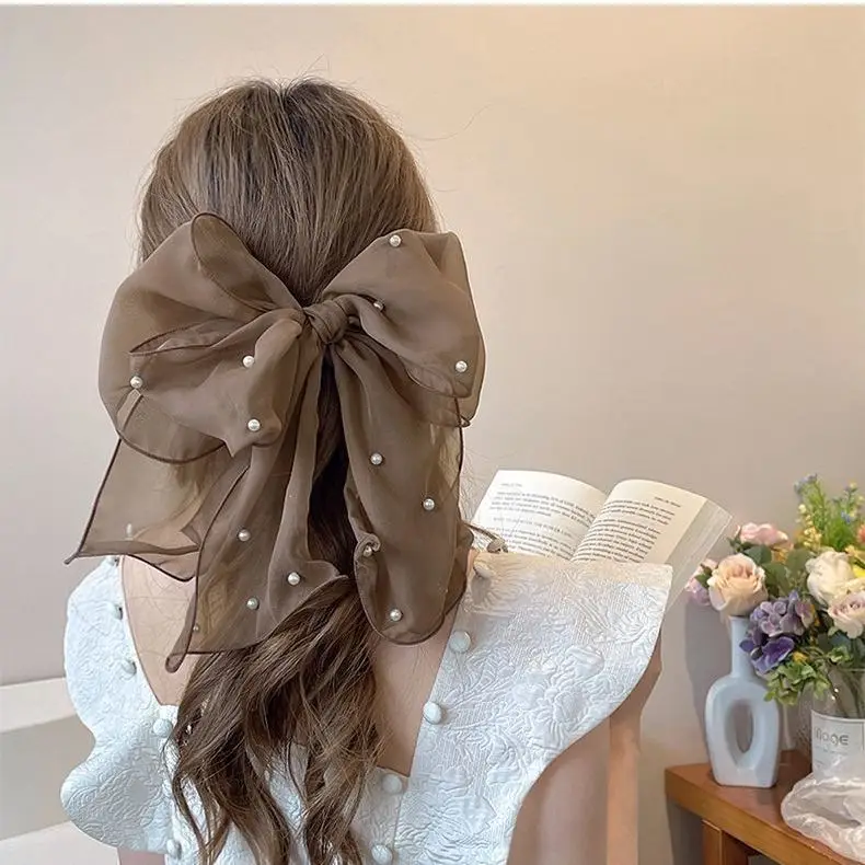 Black Bow Hairpin with Spring Clip for Women - Image 22