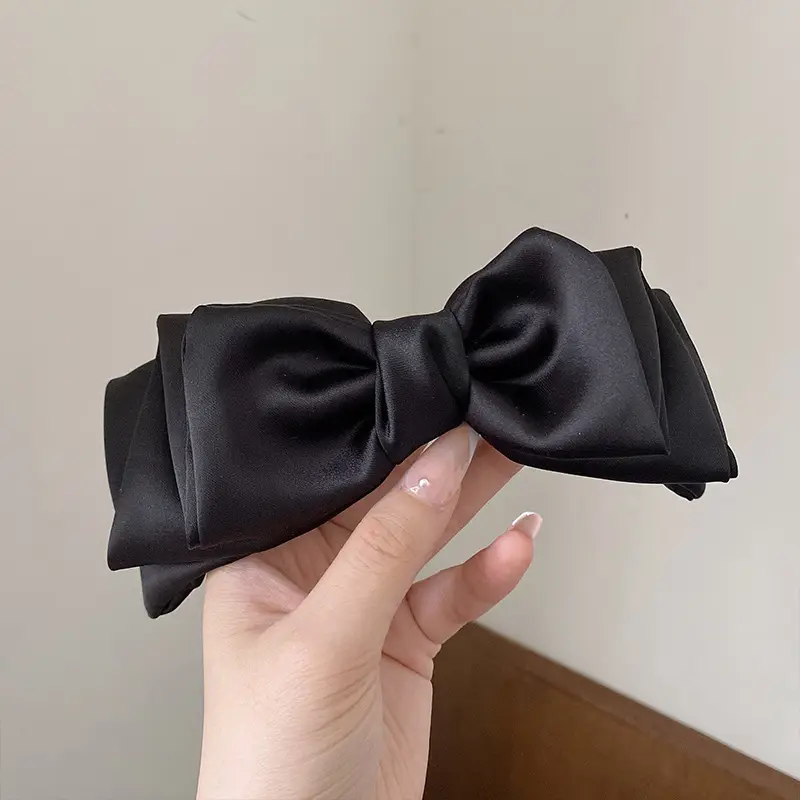 Black Bow Hairpin with Spring Clip for Women - Image 23