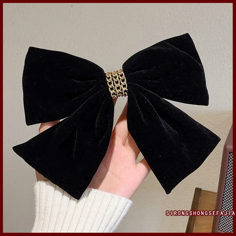 Black Bow Hairpin with Spring Clip for Women - Image 28