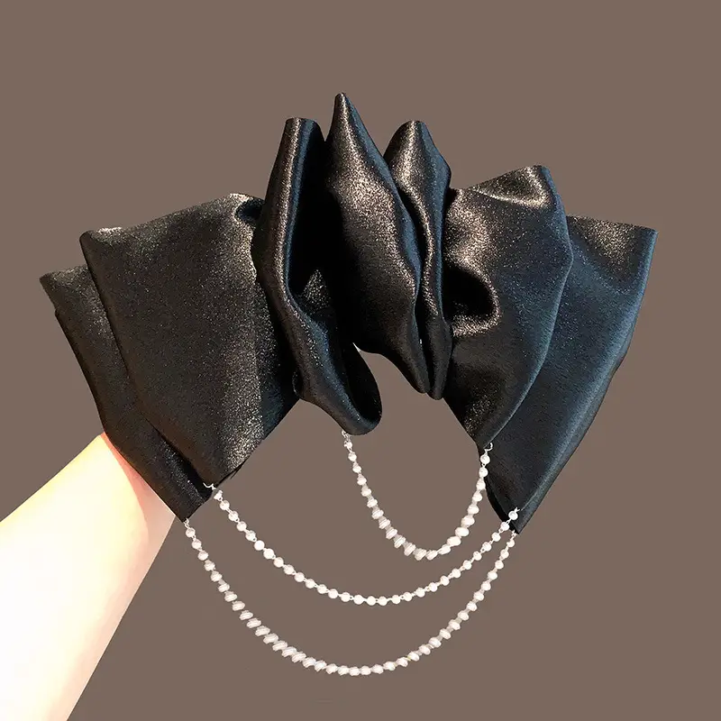 Black Bow Hairpin with Spring Clip for Women - Image 39