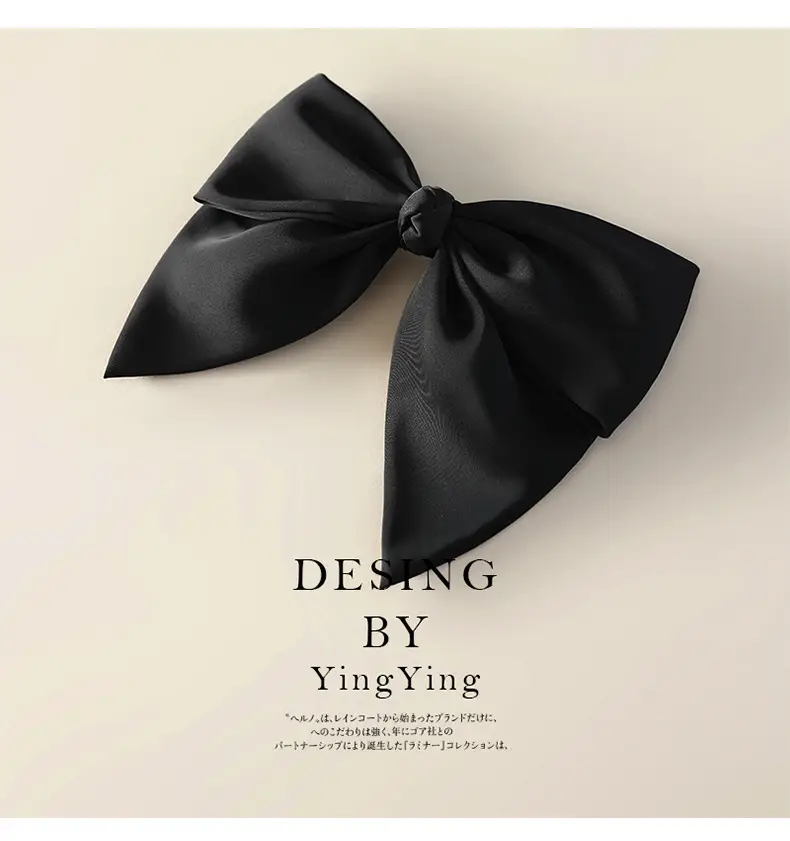 Black Bow Hairpin with Spring Clip for Women - Image 4