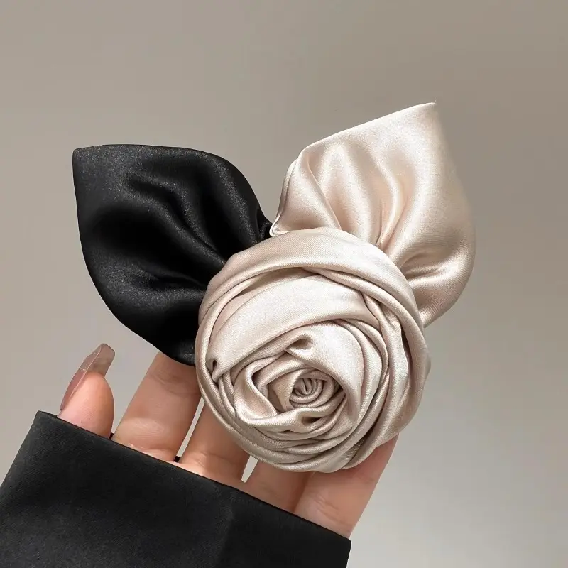 Black Bow Hairpin with Spring Clip for Women - Image 43