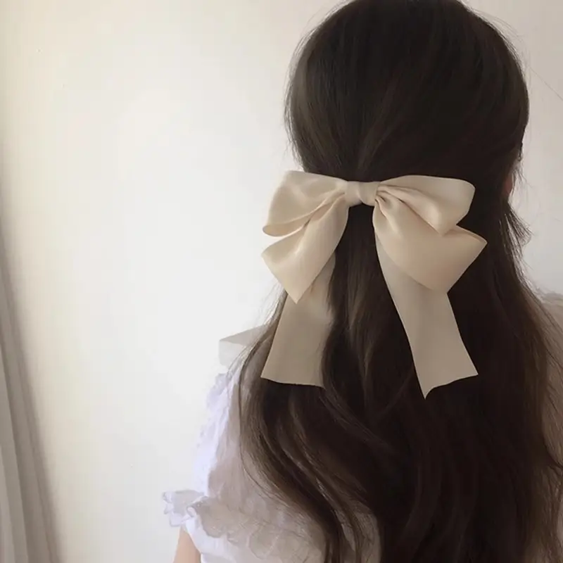 Black Bow Hairpin with Spring Clip for Women - Image 45
