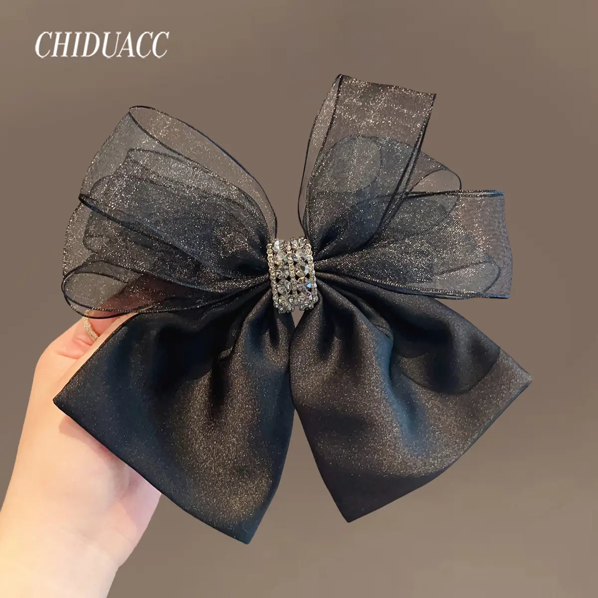 Black Bow Hairpin with Spring Clip for Women - Image 46